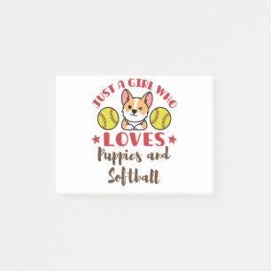 Post-it® Juste une fille qui aime les chiots et le softball