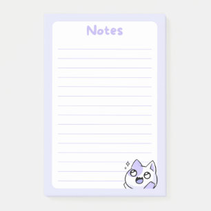 Post-it® Kawaii Chibi Kitty Chat pourpre doux avec étincell
