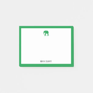 Post-it® Kelly Eléphant vert et bordée de blanc avec un nom