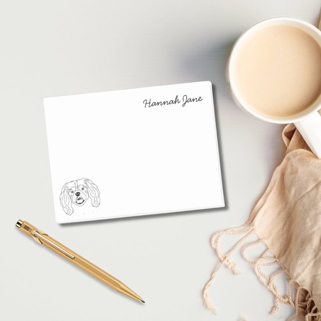 Post-it® King Charles Spaniel Noir & Blanc Personnalisé (King Charles Spaniel Black & White Personalized Post-it Notes)
