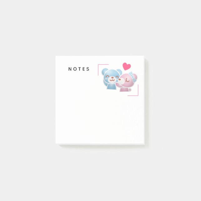 Post-it® Kissing Bears mignon et Kawaii (Devant)