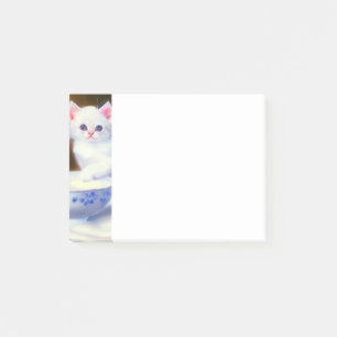 Post-it® Kitten blanc vintage avec ruban violet