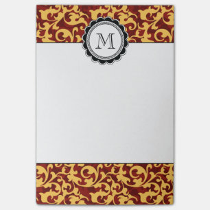 Post-it® La damassé baroque dorée d'âge tourbillonne rouge