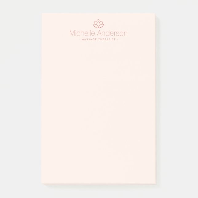 Post-it® La lumière minimaliste rose de fleur de lotus d'or (Devant)