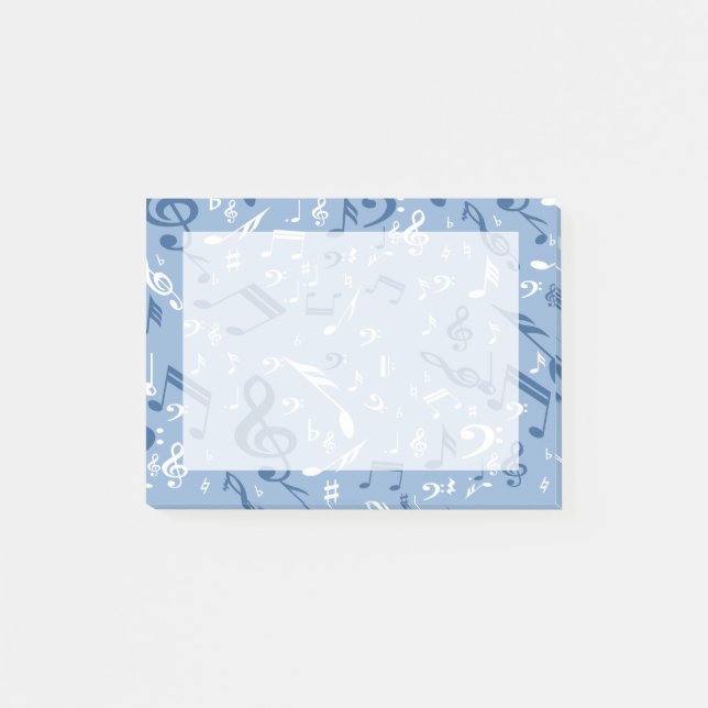 Post-it® La musique bleue et blanche note le motif (Devant)