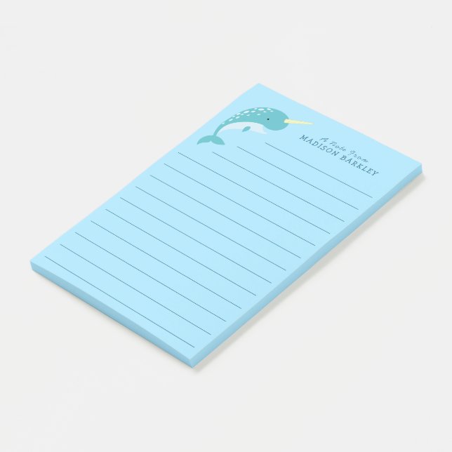 Post-it® La petite baleine de Narwhal Kid (Incliné)