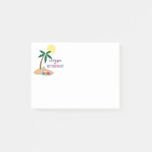 Post-it® La vie commence à la retraite, plage tropicale,