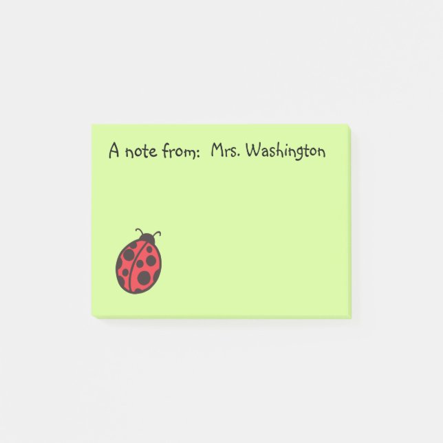 Post-it® Ladybug Teacher's Post It Notes (Devant)