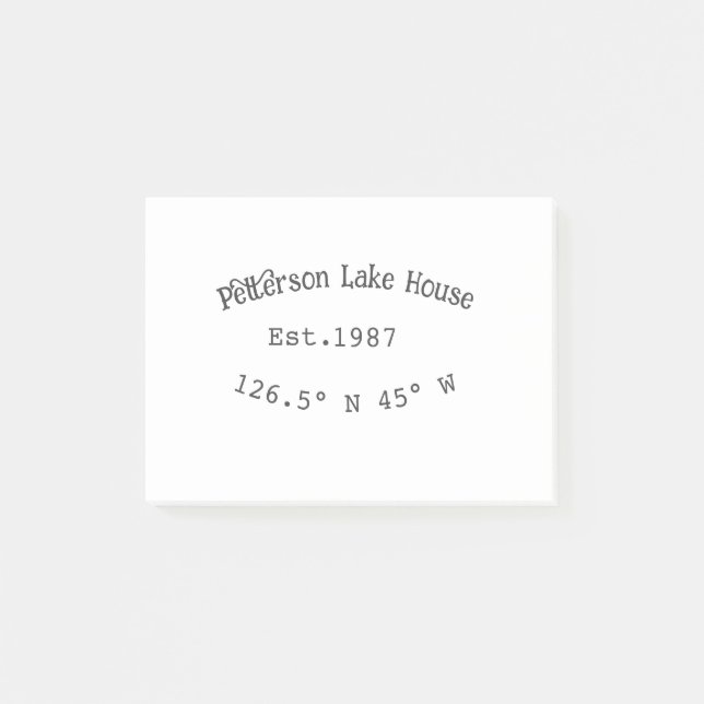 Post-it® Lake house et. Date année coordonnées personnalisé (Devant)
