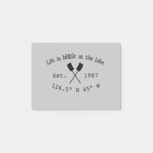 Post-it® Lake house et. Date année coordonnées personnalisé