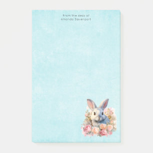 Post-it® Lapin avec une guirlande de roses Mignon