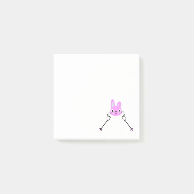 Post-it® Lapin de ski avec bâtons de ski (Devant)