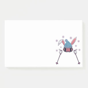 Post-it® Lapin de ski en laine factice humour d'hiver