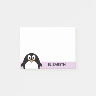 Post-it® lavande mignonne et noir de pingouin de bande