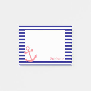 Post-it® Le bleu marine personnalisé et rougissent nautique