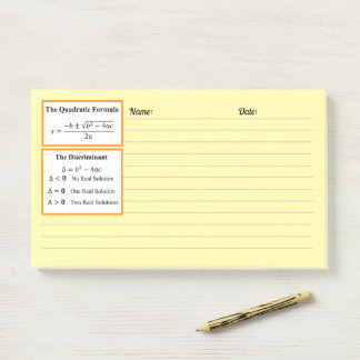 Post-it® Le Bloc-notes Discriminant & Formule Quadratique