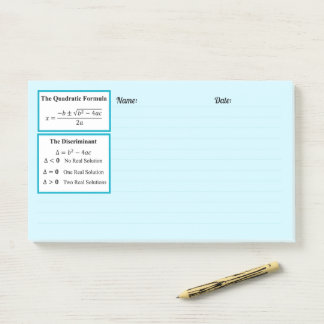 Post-it® Le Bloc-notes Discriminant & Formule Quadratique