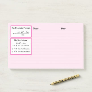 Post-it® Le Bloc-notes Discriminant & Formule Quadratique