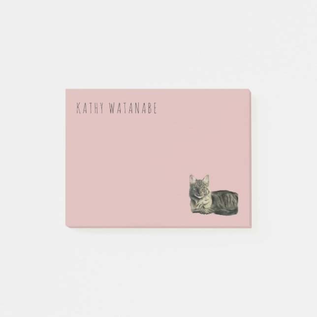 Post-it® Le chat moyen domestique de cheveux | ajoutent (Devant)