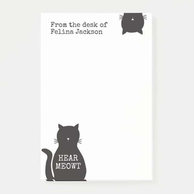 Post-it® Le chat noir drôle personnalisé entendent Meowt (Devant)