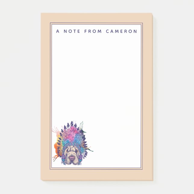 Post-it® Le chef indien indigène de Sharpei | ajoutent (Devant)