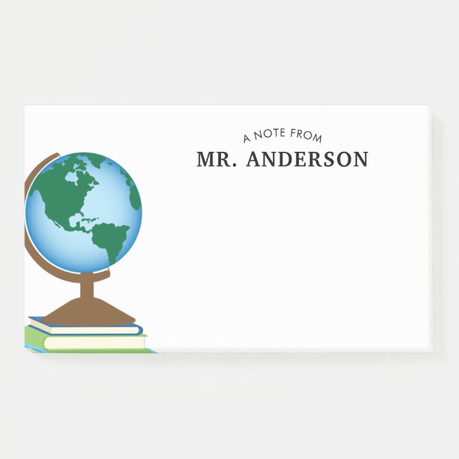 Post-it® Le globe du monde sur la pile de livres a (Devant)