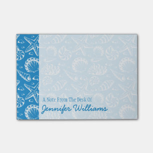 Post-it® Le motif bleu de plage ajoutent votre nom
