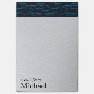 Post-it® Le motif bleu de yacht ajoutent votre nom