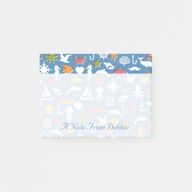 Post-it® Le motif marin | de symboles ajoutent votre nom (Devant)