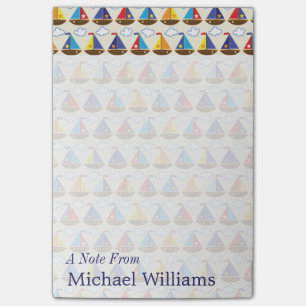 Post-it® Le motif mignon de voilier ajoutent votre nom