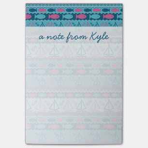 Post-it® Le motif superbe de poissons et de voilier