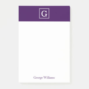 Post-it® Le pourpre a encadré le monogramme personnalisé