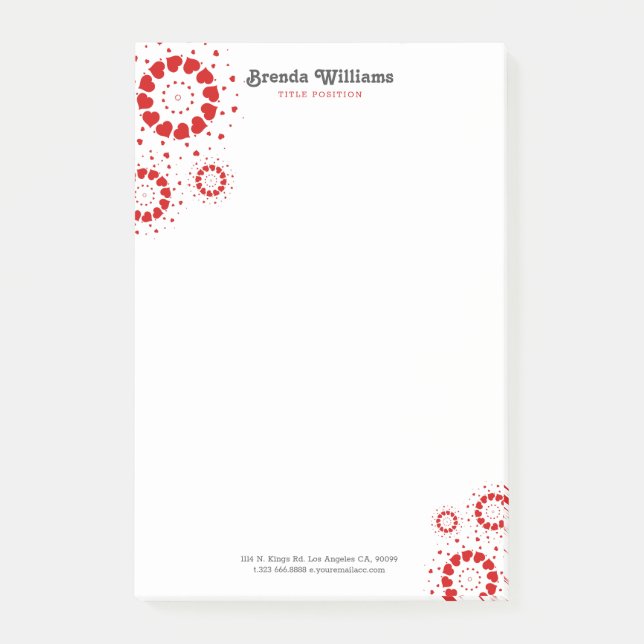 Post-it® Les cercles de coeur rouges de Valentine (Devant)