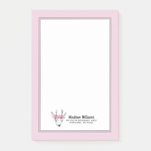 Post-it® Les cerfs communs de fleurs d'aquarelle   ajoutent