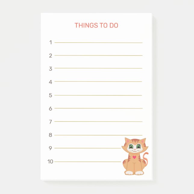 Post-it® Les choses à faire & Tabby Ginger Kitty Chat (Devant)
