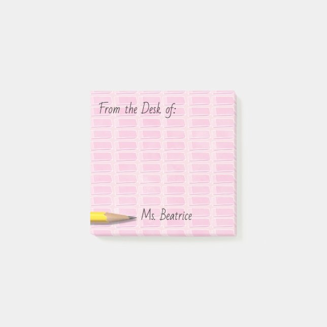 Post-it® Les gommes roses d'école ajoutent 3x3 nommé (Devant)