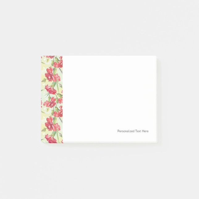 Post-it® Les oeillets rouges en vert avec des papillons (Devant)