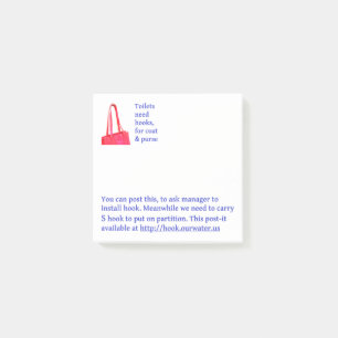 Post-it® Les toilettes ont besoin de crochets, pour manteau