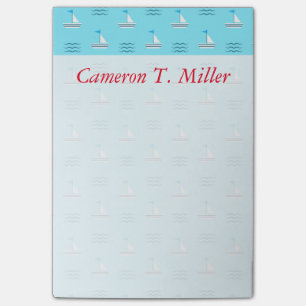 Post-it® Les voiliers sur le motif bleu de mer ajoutent