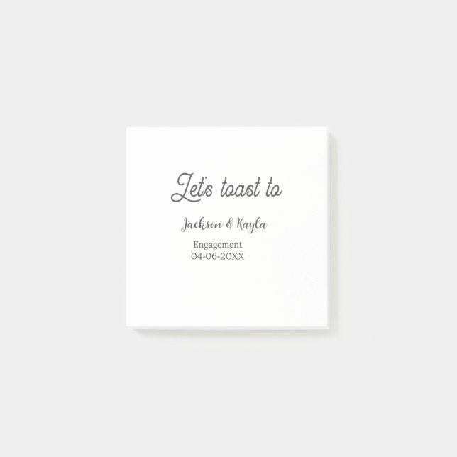 Post-it® Let's toast to engagement party name date elegant  (Devant)