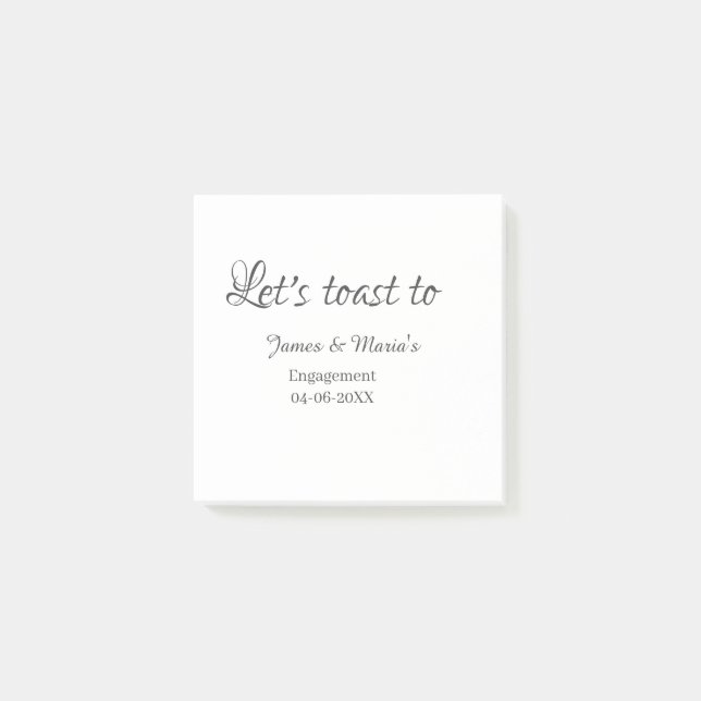 Post-it® Let's toast to engagement party name date elegant  (Devant)