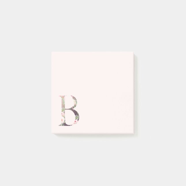 Post-it® Lettre florale "B" Monogramme Post-It Notes (Devant)