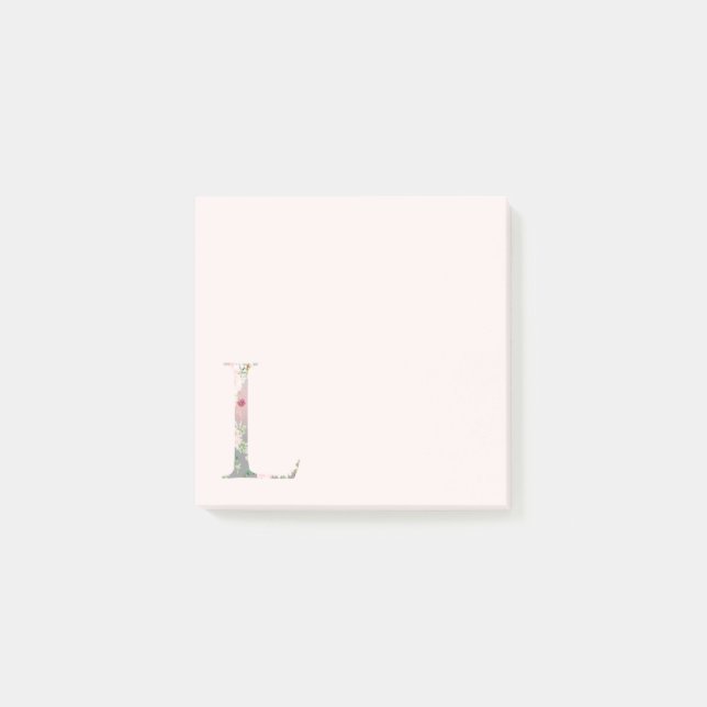 Post-it® LETTRE Florale "L" Notes du monogramme (Devant)