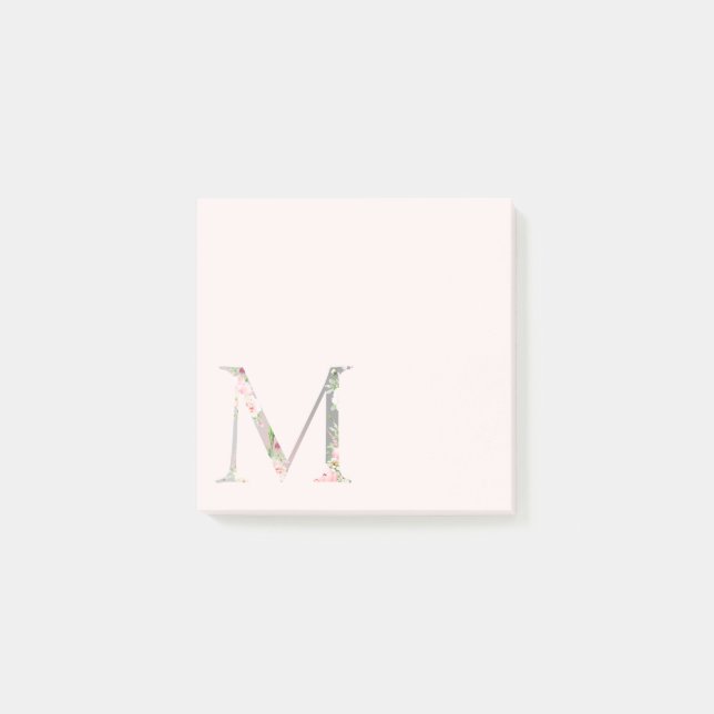 Post-it® LETTRE Florale "M" Notes du monogramme (Devant)