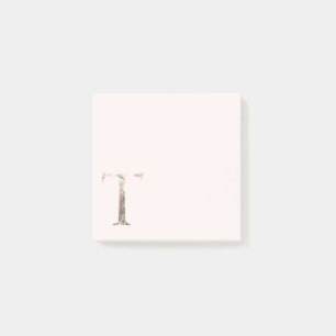 Post-it® LETTRE Florale "T" Notes du monogramme