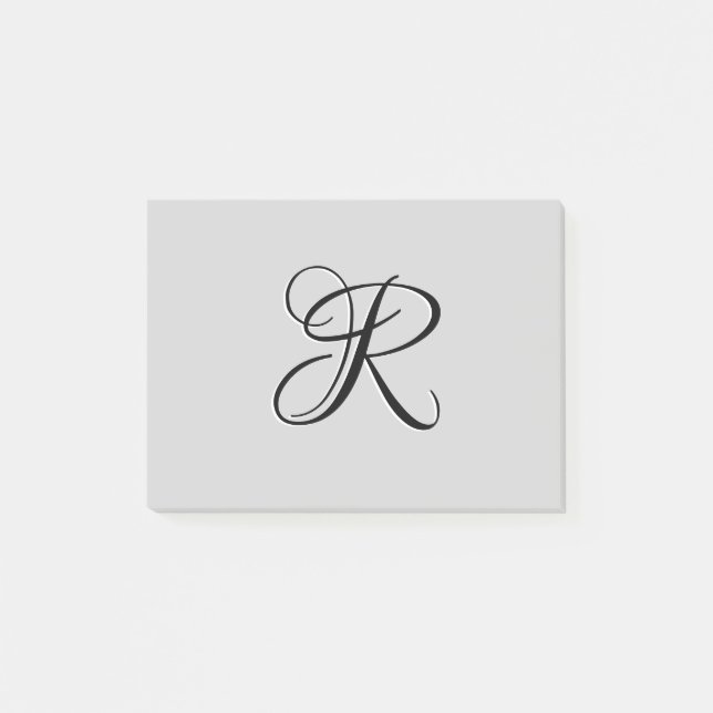Post-it® LETTRE INITIALE Calligraphie 3D Noire | Pastel Gre (Devant)