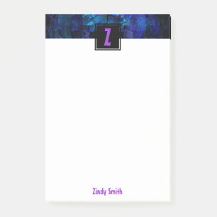 Post-it® Lettre initiale violette Monogramme sur bleu clair