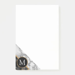 Post-it® Lettre personnalisée Marbre noir blanc