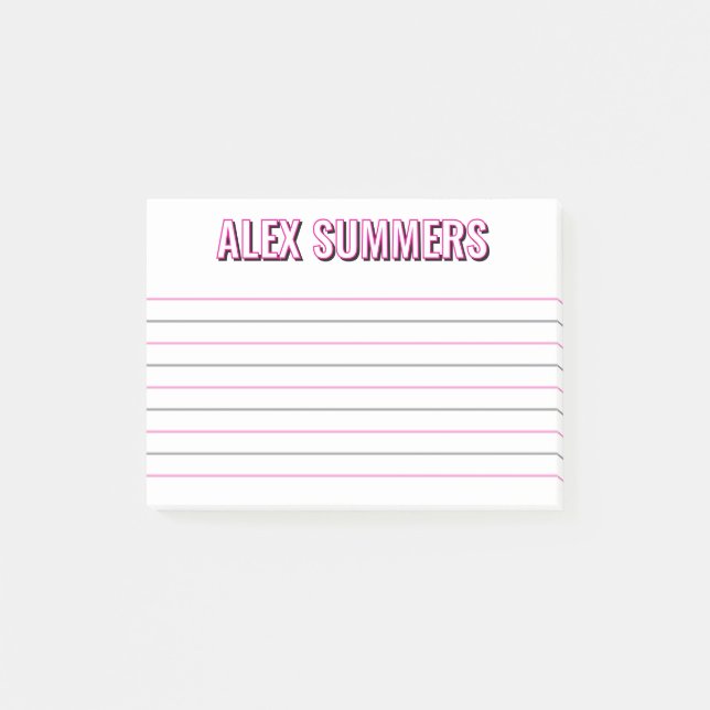 Post-it® Lettres de bloc d'ombre noire rose (Devant)
