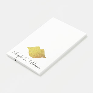 Post-it® lèvres en feuille d'or avec son nom